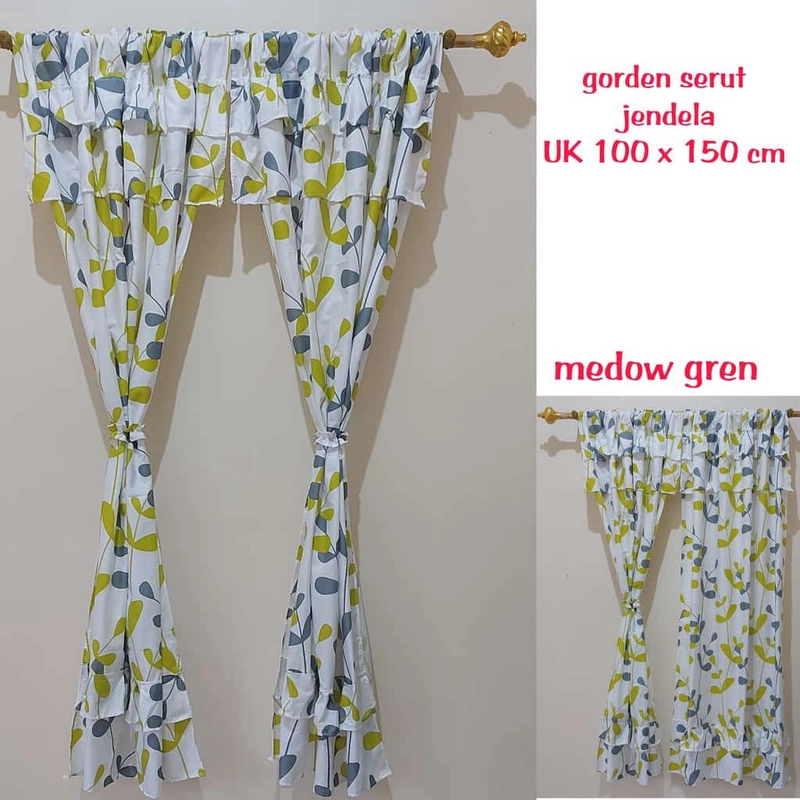 Product image Galeripuko - All Motif Gorden Jendela dan Pintu Serut Non Belah Serut Jendela Meadow Green [PO 3 hari Kerja]