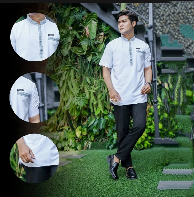 Product image Juragan Kurta - Baju koko terbaru simpel dan keren anti kusut lengan pendek motif fajar M Fajar putih