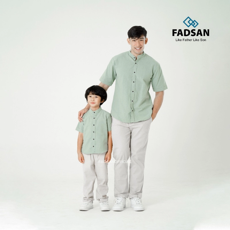 Product image FADSAN - Kemeja Semi Formal Polos Ayah dan Anak Lengan Pendek Warna Mint - Tufy Series SIZE BAYI NO.1 TUFY MINT