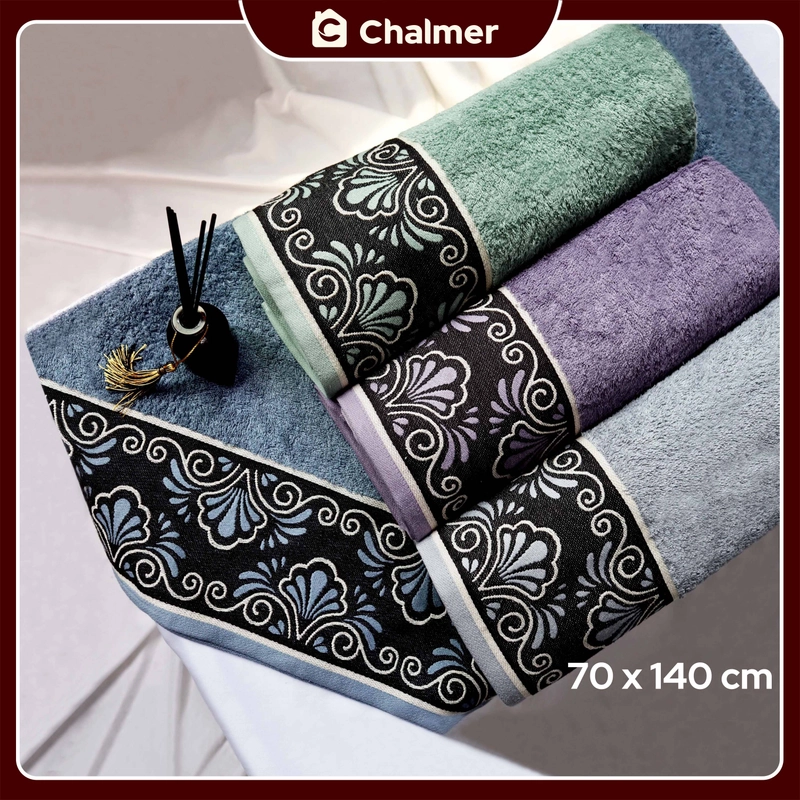 Product image Chalmer - Handuk Mandi Chalmer 70 x 140 Motif Shells Handuk Mandi Dewasa Premium 70x135 Grey