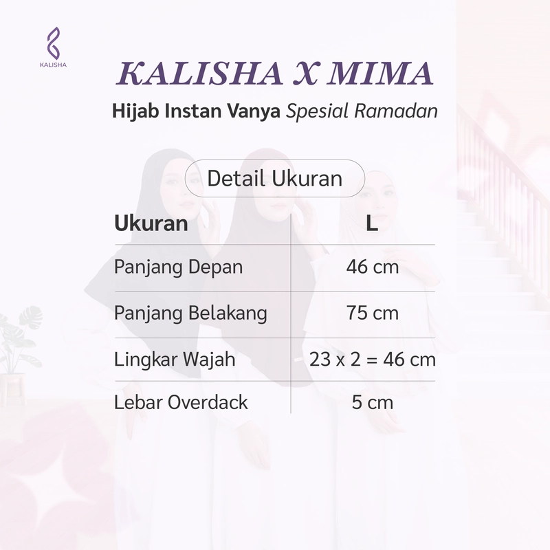 Product image Kalisha official - KALISHA X MIMA -Jilbab Instan Kaos Rayon Vanya Size L Candy pink