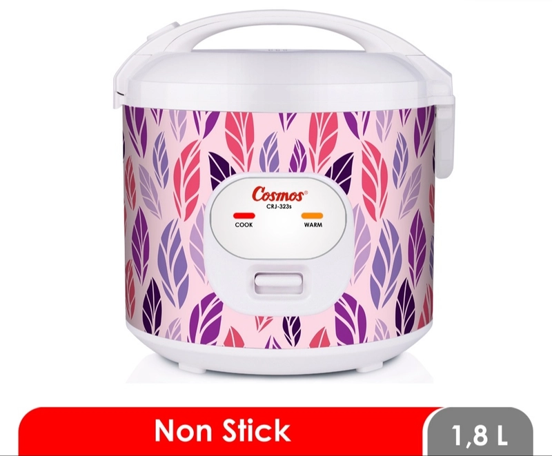 Product image Cosmos - Rice Cooker Non Stick 2L CRJ 323 S CRJ 323S white motif daun 
