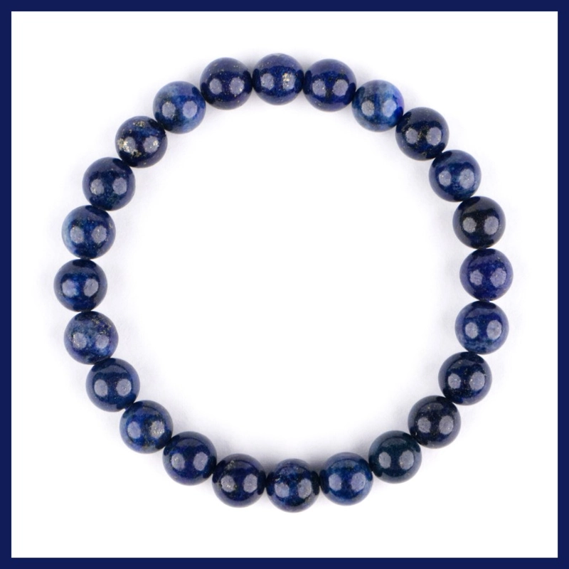 Product image CENTRAL GROSIR GEMSTONE - Gelang Batu Natural Lapis Lazuli Serat Emas 8mm 16 Biru serat emas