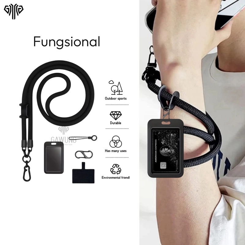 Product image GAWUNG - Tali Gantungan Hana Kalung Hp Tebal Lanyard Leher Handphone HPKANA dewasa hitam