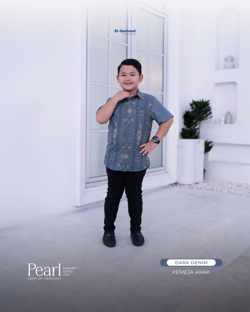 Product image Yasmeera Official - Sarimbit 2025 Pearl Series Warna Dark Denim XL KEMEJA ANAK SS