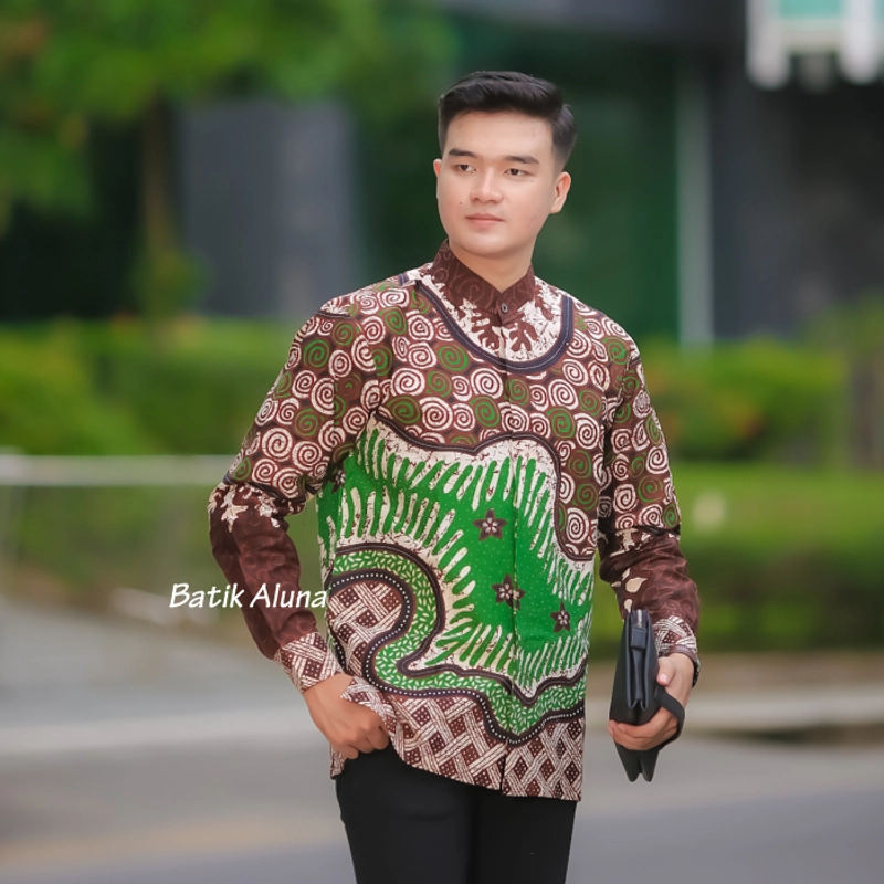 Product image Batik aluna - Mba06 kemeja muslim batik pria lengan panjang koko kurta pria premium kurta pakistan M KOKO