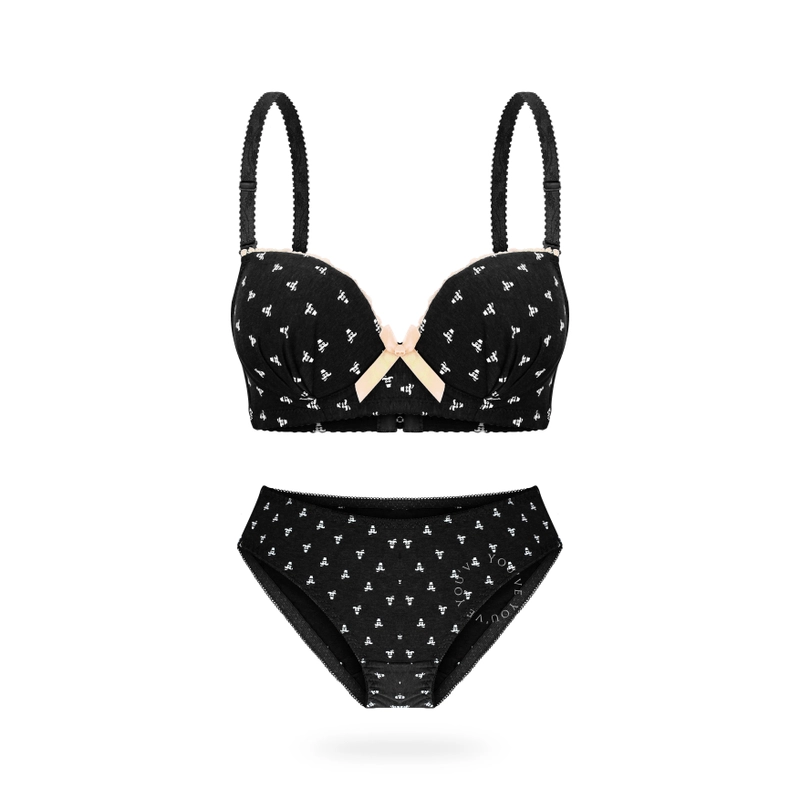 Product image Youhave - Youve YouHave BH Set Bra Set Wanita Kawat Busa Sedang Cup B Kait 3 200026 36 Black