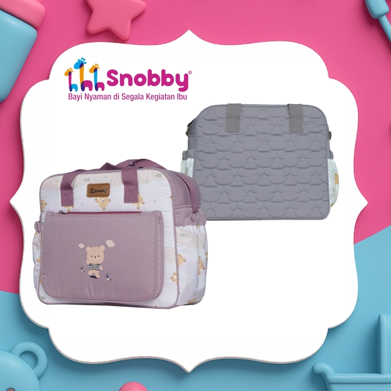 Product image SNOBBY BABY - SBT2771 TAS BAYI BESAR SAKU PRINT BABY PRINT GRIZZLY SERIES Tas Besar Lilac-Motif