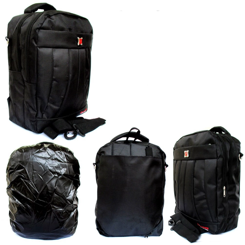 Product image Lanc Fashion - Tas sekolah Ransel 3 in1 Fungsi Ricken Black Kanvas Mate WARNA BLACK