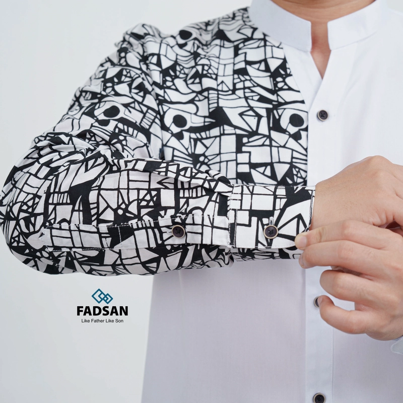 Product image FADSAN - Baju Koko Motif Batik Lengan Panjang Ayah Anak Warna White - Anantara Series SIZE ANAK S ANANTARA WHITE
