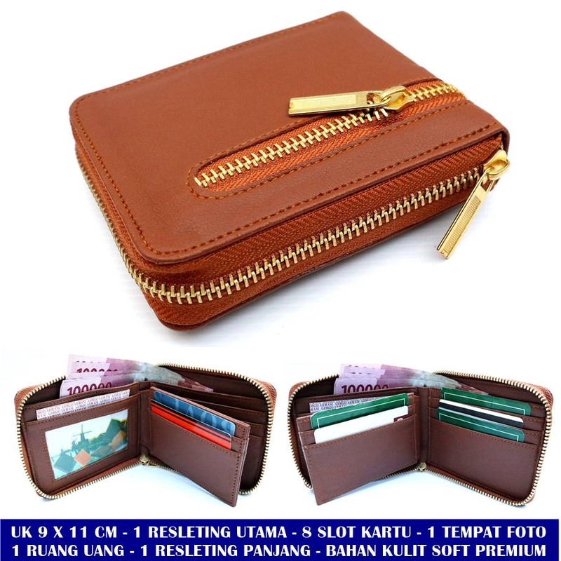 Product image Lanc Fashion - Dompet Leather Italys Kartu Pria Resleting Slim WARNA BROWN