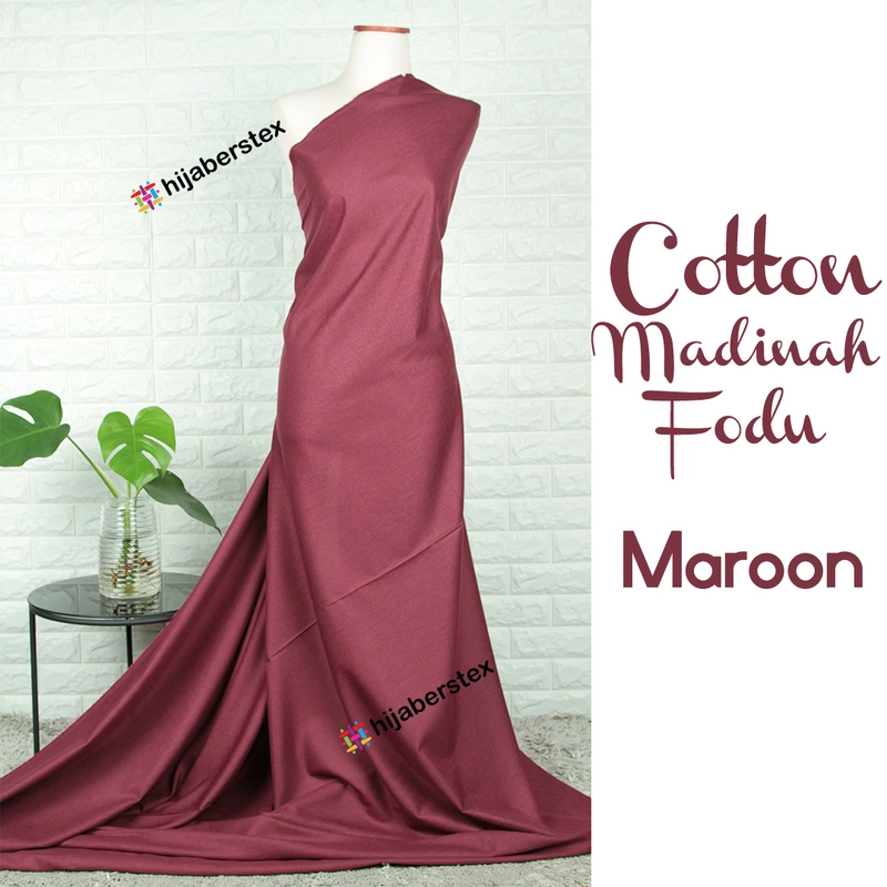 Product image Hijaberstex - HijabersTex 1/2 Meter Kain COTTON MADINAH FODU 1/2 Meter Maroon