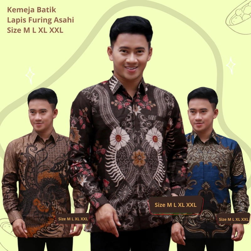 Product image Batik Kemeja Berlapis Furing KBF04 Kemeja Batik Lengan Panjang Bahan Katun ORI Berlapis Furing Asah Size M Motif A