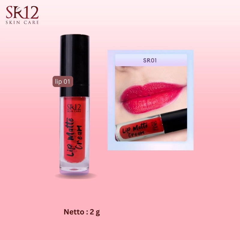 Product image SR12 Lip Cream Matte Warna Pigmented Tahan Luntur 2gr 01 Red