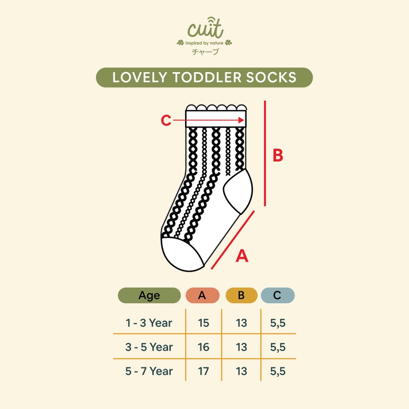 Cuit Ruffle Socks Kaos Kaki Anak Perempuan Lovely 5-7 Year Light Brown