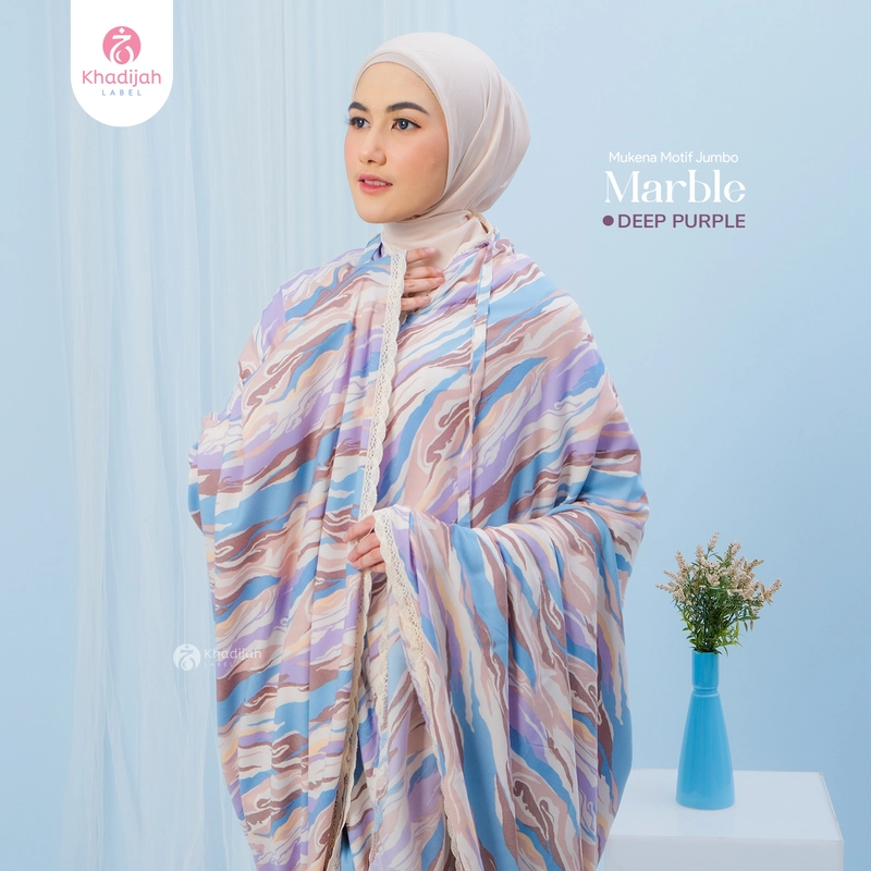 Product image Mukena Jumbo Marble 2 in 1 KhadijahLabel Super Jumbo Deep Purple