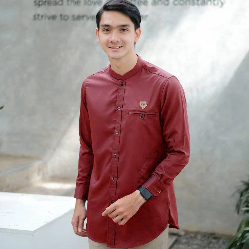 Product image Kois Batik - Kemko Lengan Panjang Polos cakep banget murah berkualitas Xxl Kemko maron