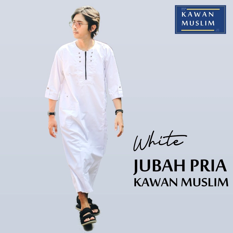 Product image Kawan Muslim - Jubah Pria Dewasa / Gamis Pria Dewasa / Jubah Gamis Pria Bahan Katun Lengan Pendek M PUTIH
