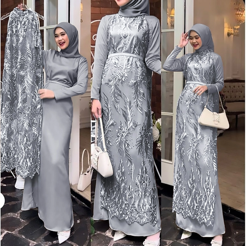 Product image astro - dres maxi wanita vabjca realpict M/L abu