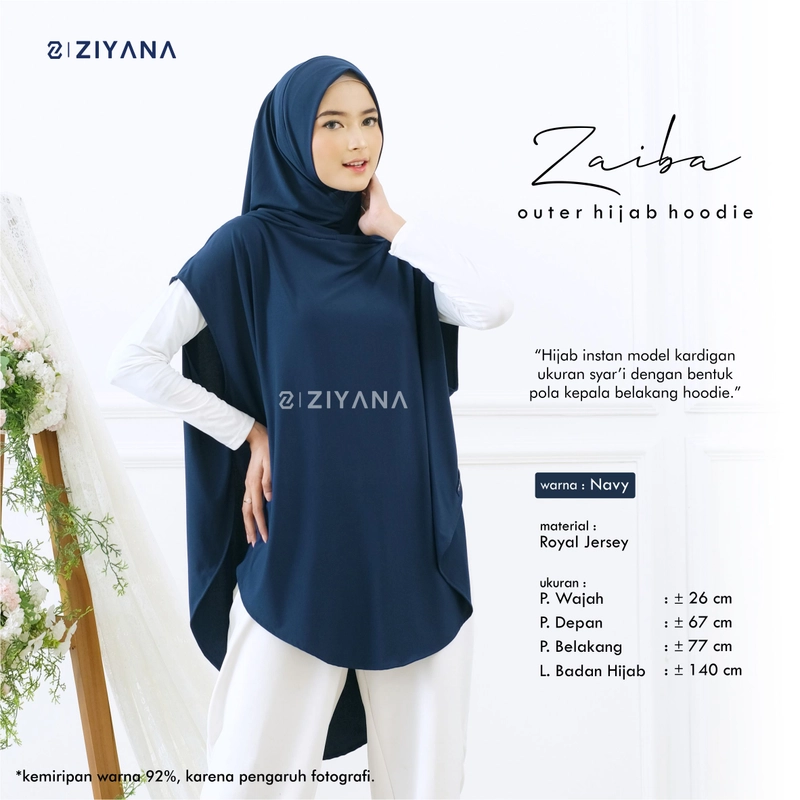 Product image Ziyana Hijab - ZAIBA OUTER HIJAB HOODIE ALL SIZE NAVY
