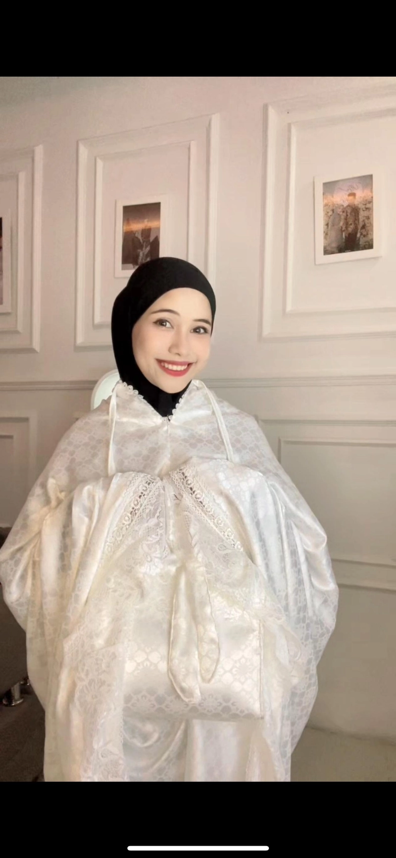 Product image qaydstoreid - Mukena Citra Sillk Jacquard Premium Model Tanpa Lengan All size Putih