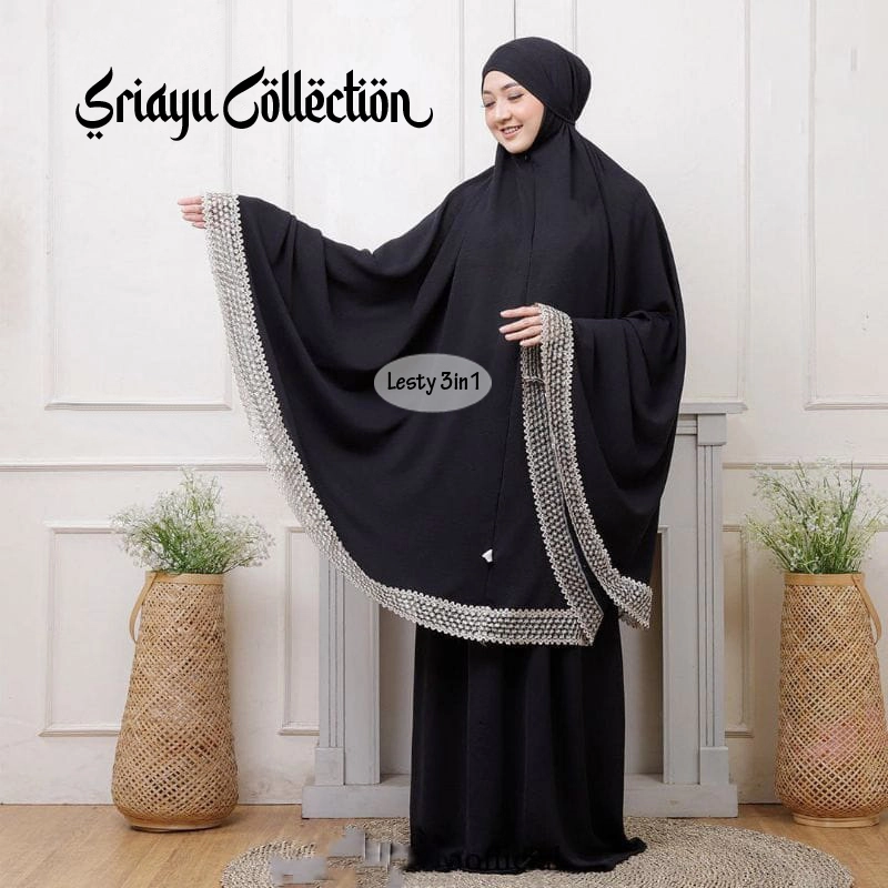 Product image SRIAYU COLLECTION - Mukena Lesty 3 IN 1 Best Seller ALL SIZE HITAM