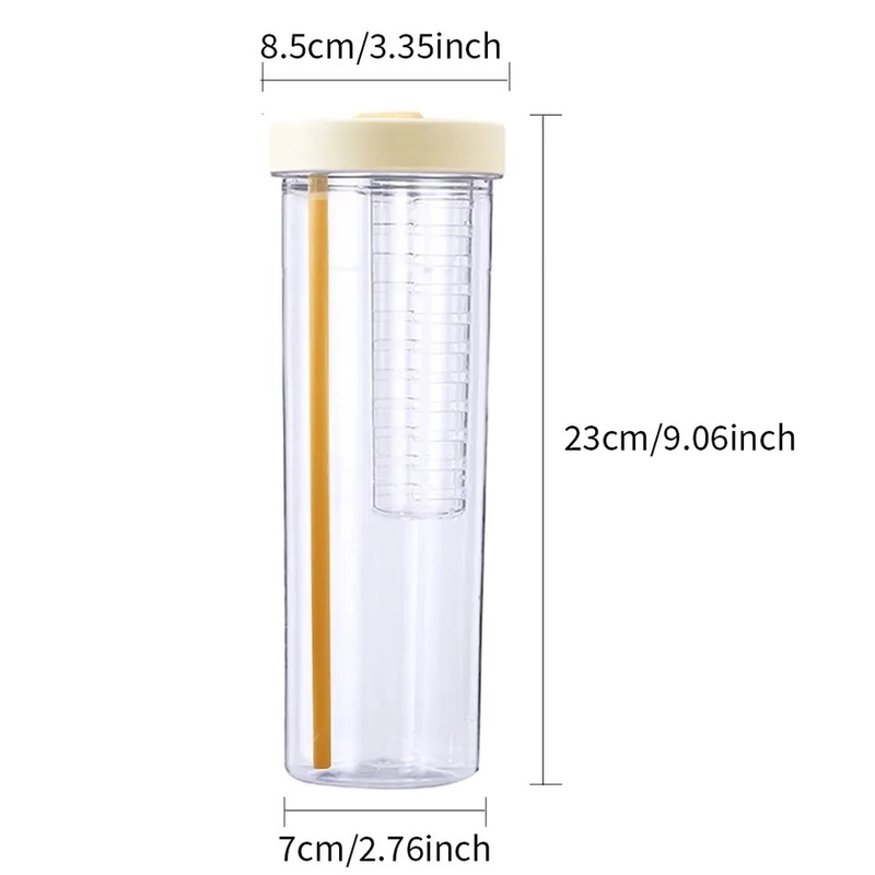 Product image Blooming Deal - Botol Minum Plastik Infused Water Bottle dengan Sedotan 700ml HX748 KREM