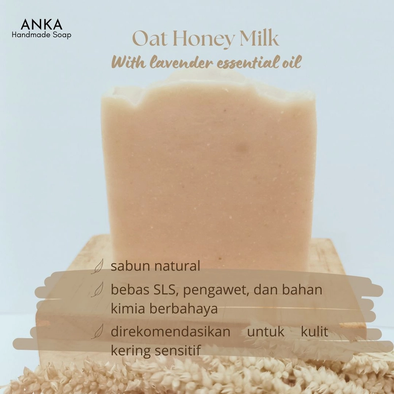 Product image ANKA Handmade Soap - Oat Honey Milk - Sabun Natural untuk Perawatan Kulit Kering Sensitif 70-80 gram oat honey milk