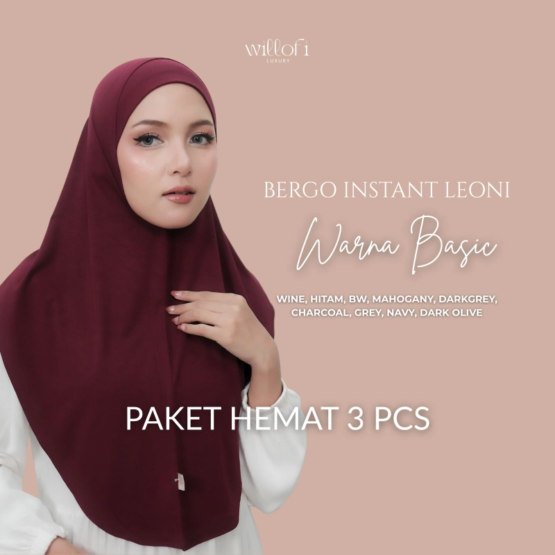 Product image Sakura Baru -X WIllofi - Paket Hemat Hijab Instan Leoni 3 PCS Kerudung Bergo Muslim Wanita Rayon All Size Paket Basic