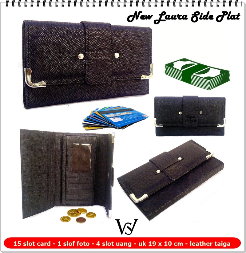 Product image Lanc Fashion - Dompet kartu Wanita Lipat Taiga Leather Sideplat WARNA HITAM
