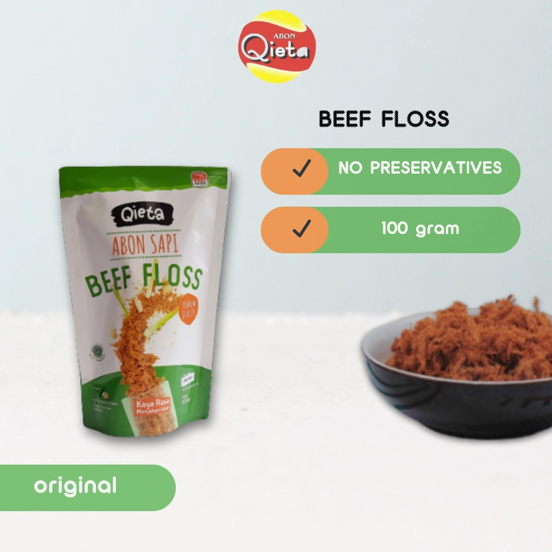 Product image ABON QIETA - ABON SAPI QIETA 100 g ASLI ORIGINAL PREMIUM PACK 100 gram orignal