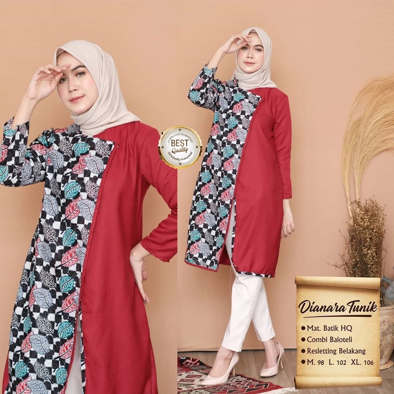 Product image Kois Batik - Baju Atasan wanita model baru tunik bagus Batik kombinasi Xl Maron
