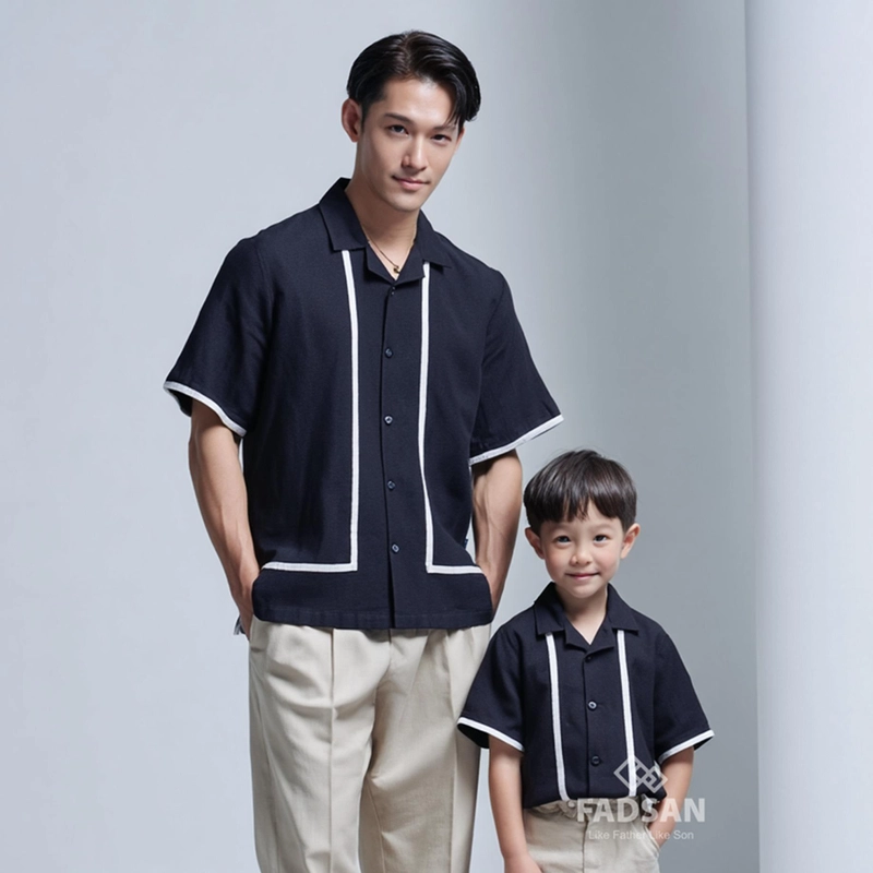 Product image FADSAN - Baju Couple Ayah Anak Trendy Bahan Katun Organik Warna Black - Greece Series SIZE ANAK XS GREECE BLACK