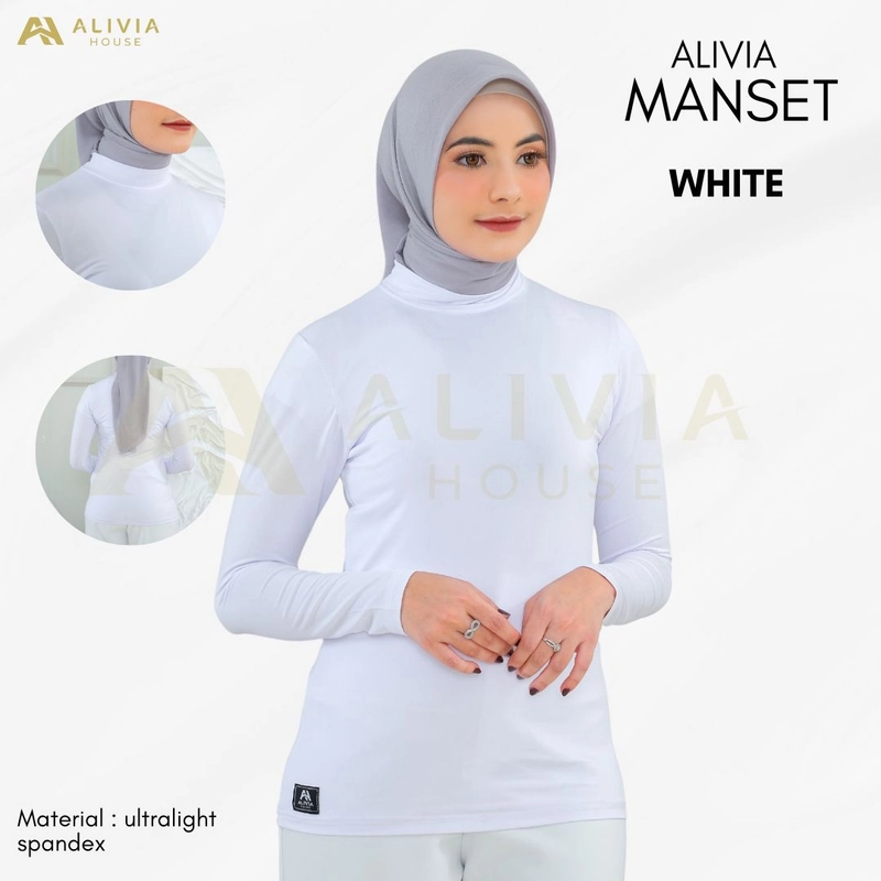 Product image Alivia House - Alivia Manset Inner Manset Olahraga Baju Wanita Polos Spandex Mansetangan panjang Dal All Size White
