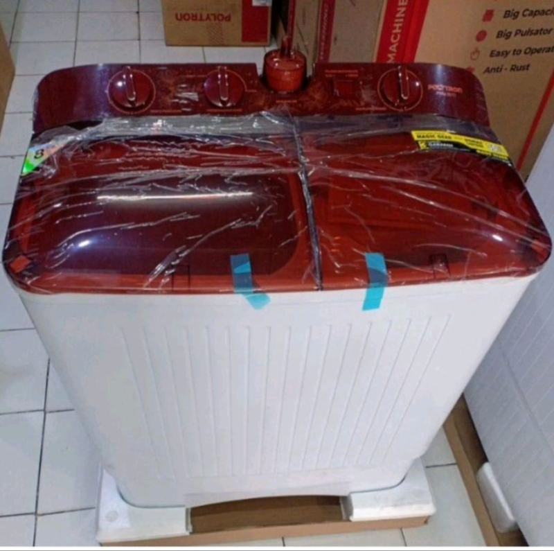 Product image Rizki Electronics - Mesin Cuci 2 Tabung Polytron 8 kg Twin Tub PWN-8072N/B 8 kg merah