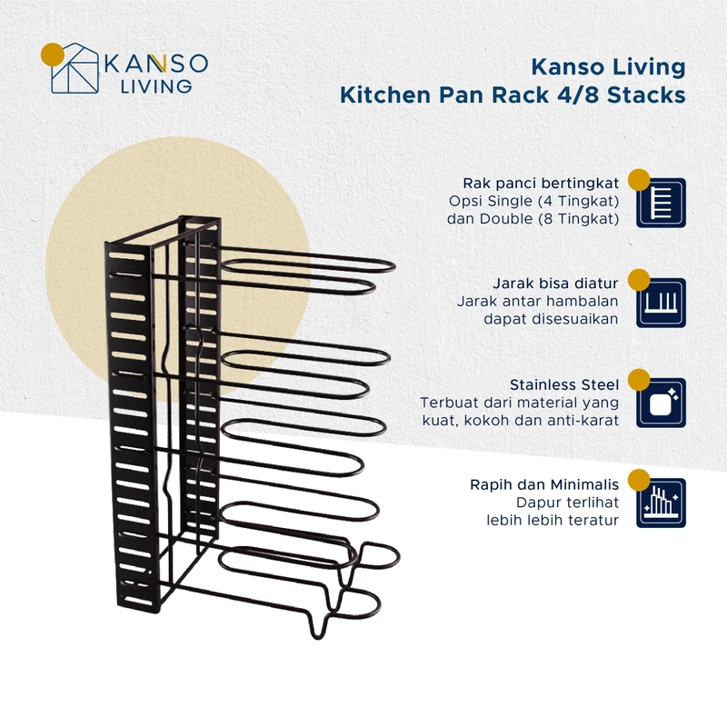 Product image Kanso Living - Kanso Living Rak Panci Rak Dapur Serbaguna 8 Susun 1500 8 Susun