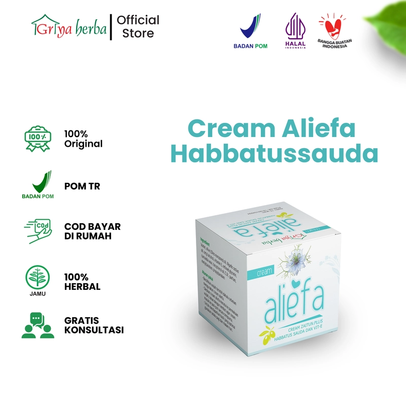 Product image Griya Herba - Aliefa Lightening Night Cream Krim Malam dengan Olive Oil dan Habbatus Sauda Extract Mencerahkan 15 gram Zaitun