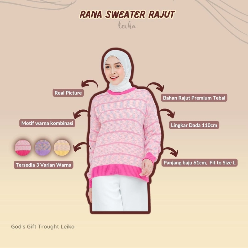 Product image Leika - RANA SWEATER RAJUT DEWASA / KNITWEAR WANITA WARNA PINK