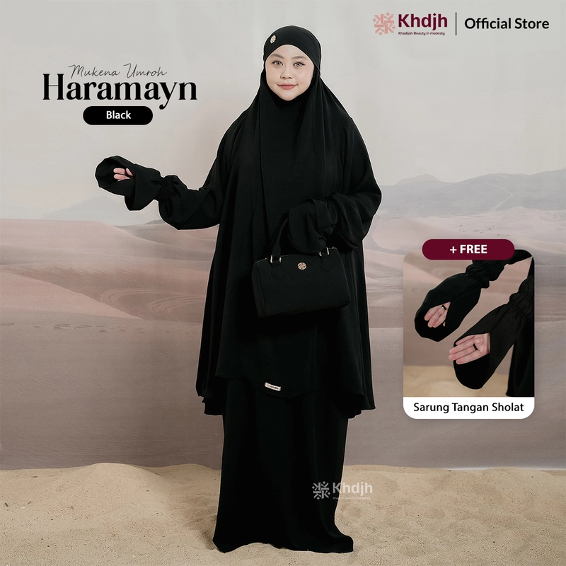 Product image KhadijahLabel - Hampers Mukena Dewasa Jumbo Mukena Haji dan Umroh Mukena Terbaru Haramayn HPR Black