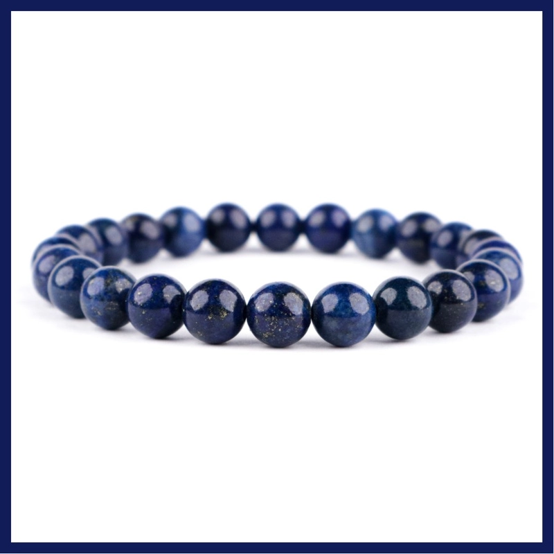 Product image CENTRAL GROSIR GEMSTONE - Gelang Batu Natural Lapis Lazuli Serat Emas 8mm 16 Biru serat emas