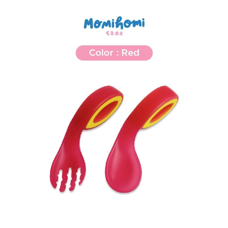 Product image MOMI HOMI - Sendok Makan Anak 3002 Sendok training bayi training spoon Dengan Sensor Panas Safety Sendok & Garpu varian Merah