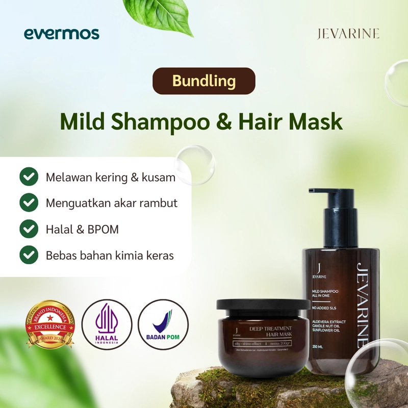 Product image Jevarine - Bundle Mild Shampoo All In One Non SLS + Deep Treatment Hair Mask Bundling 1 Paket