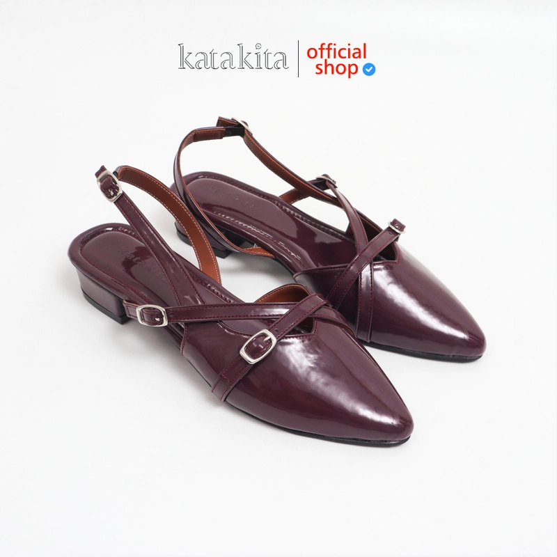 Product image Katakita - Katakita Lizy Mules Wanita Sepatu Heels 3cm 37 Burgundy