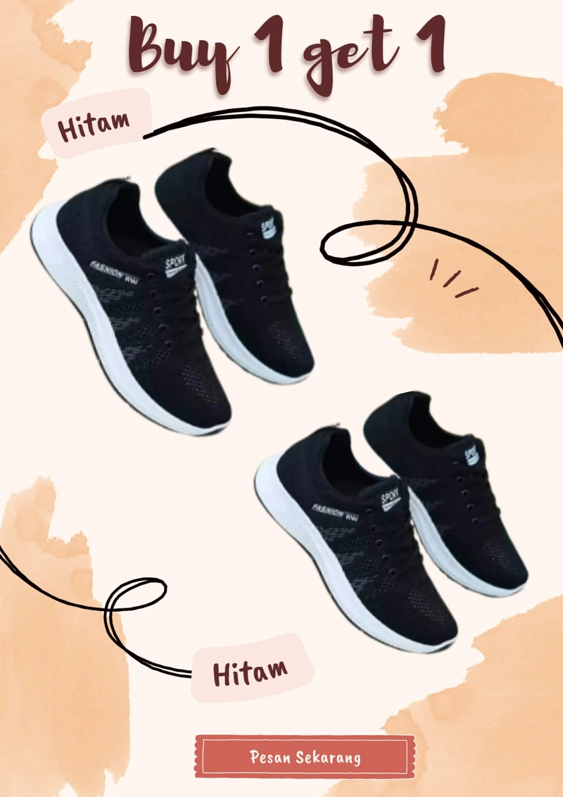 Product image Koekita - Buy 1 Get 1 Sepatu Kets Sneakers Sport Pria Fashion RW-001 38 HITAM