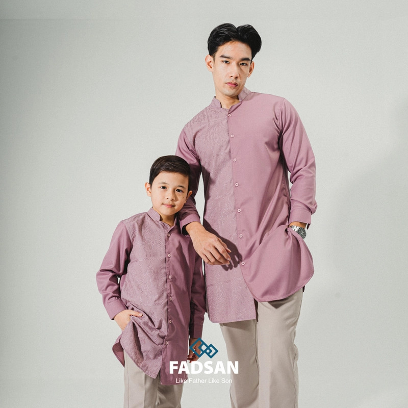 Product image FADSAN - Baju Kurta Bordir Ayah & Anak Lengan Panjang Warna Lilac - Kashmir Series SIZE ANAK XS KASHMIR LILAC