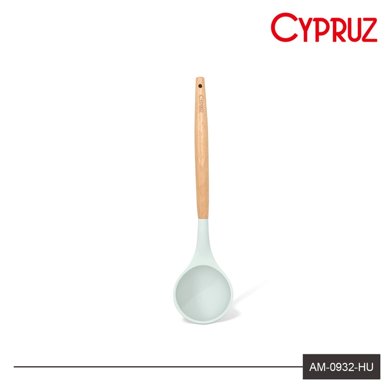 Product image Cypruz - Cypruz Utensil Gagang Kayu Kepala Silicone Ladle AM-0932-HU Panjang : 32 cm Warna : Hijau