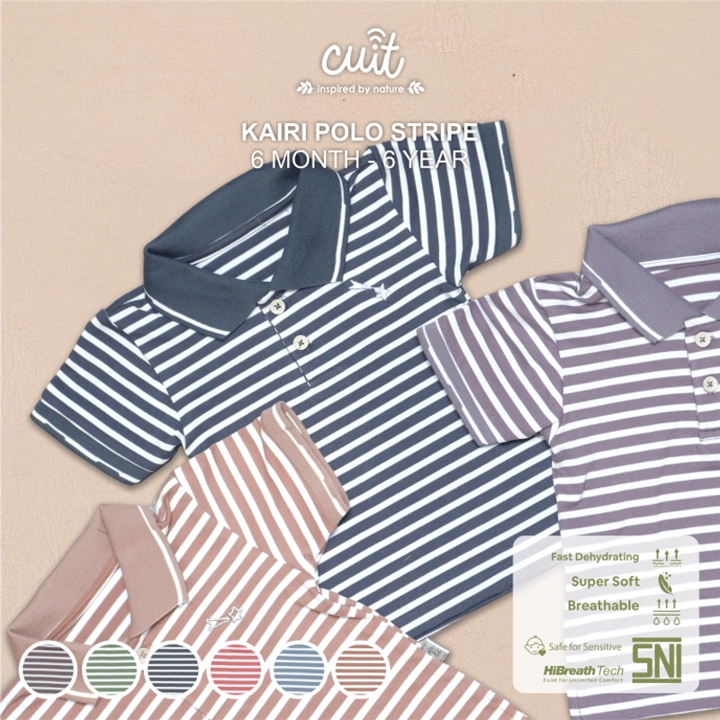 Product image Kintakun Baby - KINTAKUN BABY X CUIT Kairi Stripes Kaos Kemeja Anak Laki-laki Polo Shirt XL (2-3 Tahun) Shark Slate