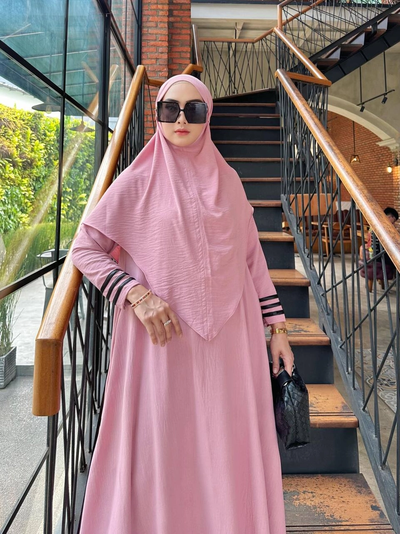 Product image Khisna collection - Gamis syari set hijab wanita sabia kekinian Allsize 115 Pink