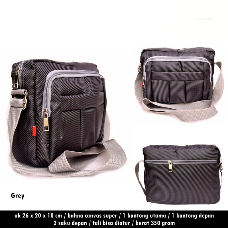 Product image Lanc Fashion - Tas Kanvas pria selempang long Side warna abu abu