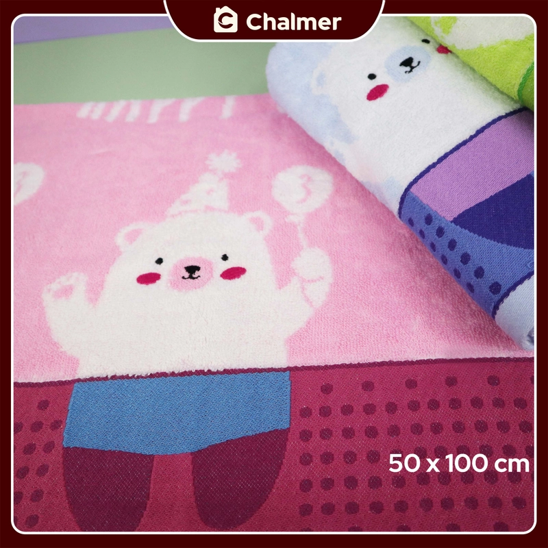 Product image Chalmer - Handuk Bayi Chalmer 50 x 100 cm Motif 100 Persen Katun 50x100 cm Beruang Green